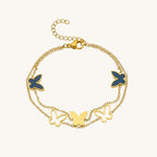 Butterfly Double Layer Bracelet With Gold Plated Finish - TIRAAYA