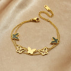 Butterfly Double Layer Bracelet With Gold Plated Finish - TIRAAYA