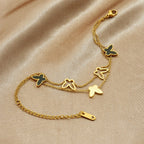 Butterfly Double Layer Bracelet With Gold Plated Finish - TIRAAYA