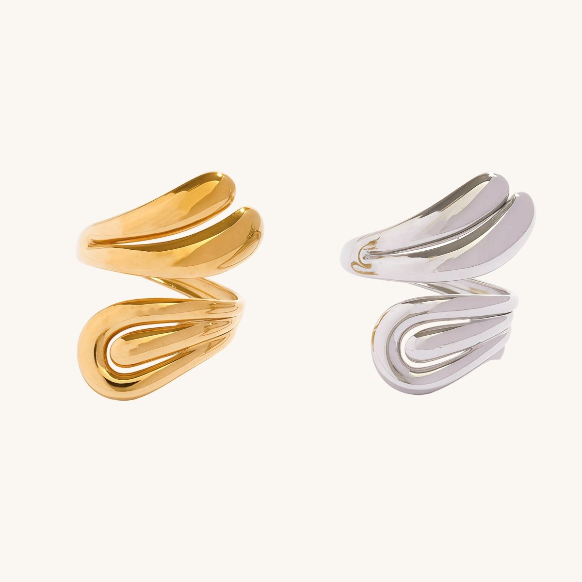 Elegant Geometric Open Ring With 18K Gold Plated Finish - TIRAAYA