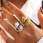 Elegant Geometric Open Ring With 18K Gold Plated Finish - TIRAAYA