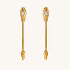 Elegant Snake Tassel Earrings With Zircon And Gold Plated Finish - TIRAAYA