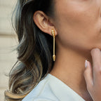 Elegant Snake Tassel Earrings With Zircon And Gold Plated Finish - TIRAAYA