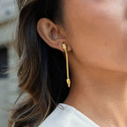 Elegant Snake Tassel Earrings With Zircon And Gold Plated Finish - TIRAAYA