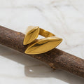 Elegant Geometric Ring In Stainless Steel With Gold Plated Finish - TIRAAYA