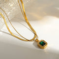 Vintage Double Layer Square Rhinestone Gold Plated Necklace - TIRAAYA
