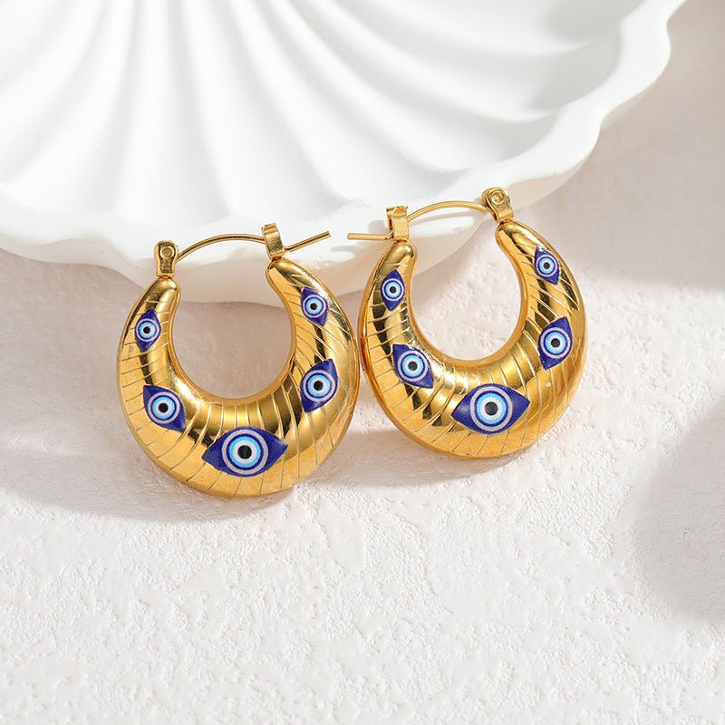 Modern U Shape Eye Design Stainless Steel Earrings For Women - TIRAAYA