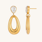 Elegant Asymmetric Water Drop Zircon Gold Plated Stainless Steel Earrings - TIRAAYA