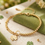 Elegant Four Leaf Clover Gold Stainless Steel Bracelet For Women - TIRAAYA