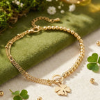 Elegant Four Leaf Clover Gold Stainless Steel Bracelet For Women - TIRAAYA