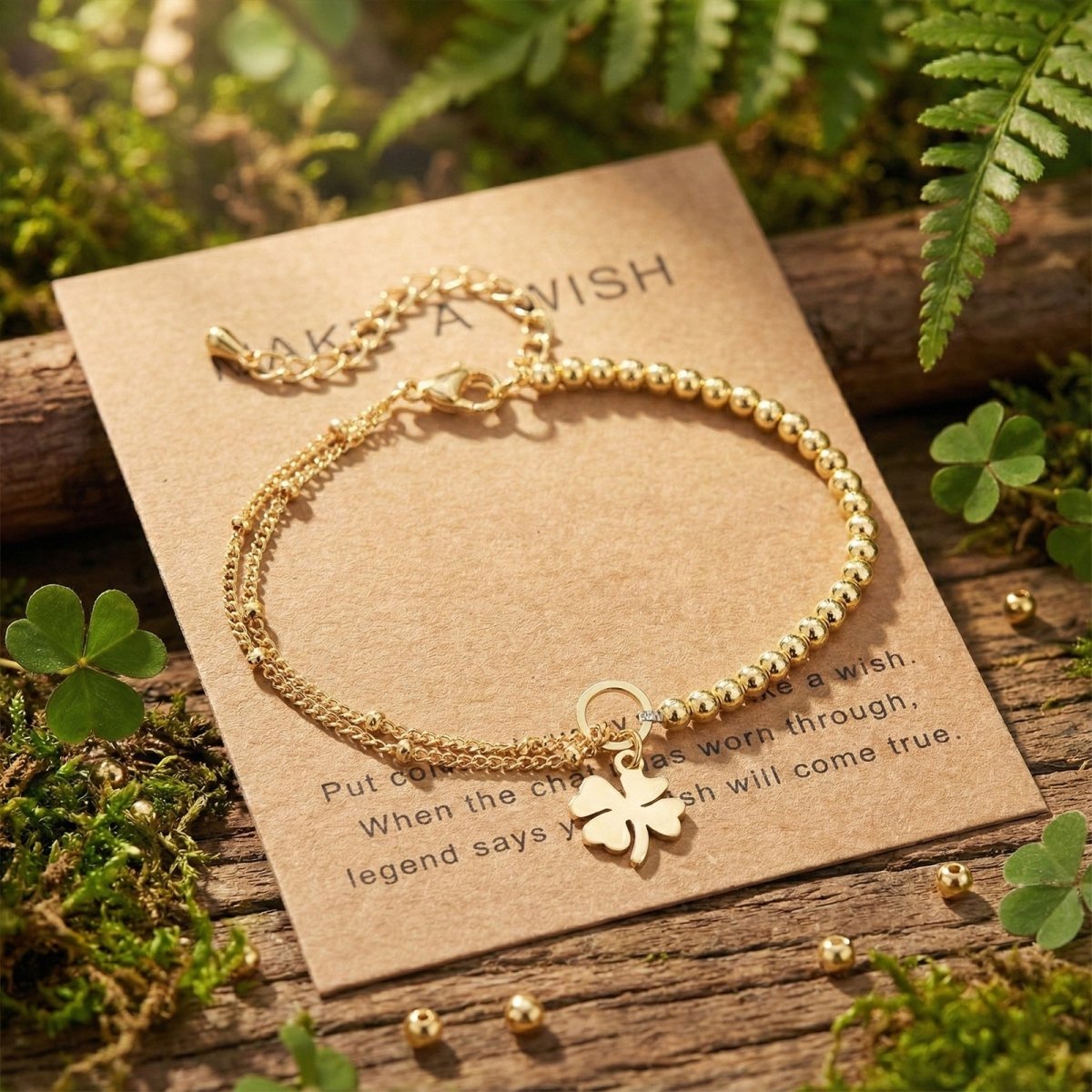 Elegant Four Leaf Clover Gold Stainless Steel Bracelet For Women - TIRAAYA