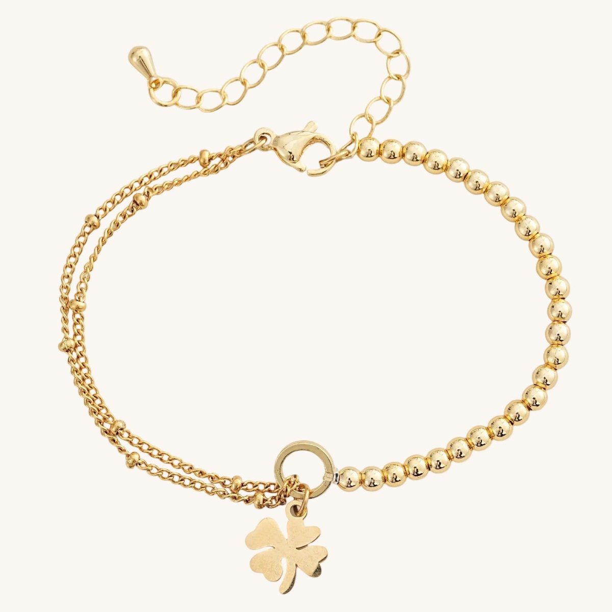 Elegant Four Leaf Clover Gold Stainless Steel Bracelet For Women - TIRAAYA