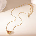 Elegant Heart Zircon Gold Plated Stainless Steel Necklace - TIRAAYA
