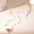 Elegant Heart Zircon Gold Plated Stainless Steel Necklace - TIRAAYA