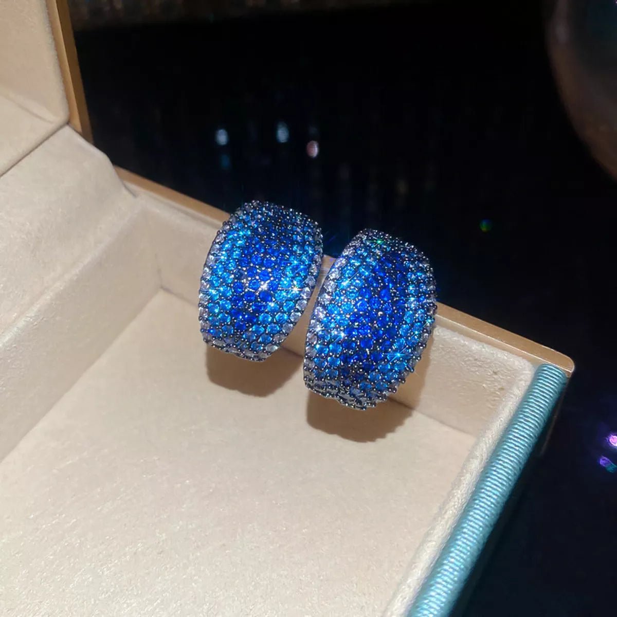 Retro C Shape Earrings With Zircon And Silver Plated Finish - TIRAAYA