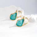 Elegant Double Leaf Oil Drop Gold Plated Stainless Steel Stud Earrings - TIRAAYA