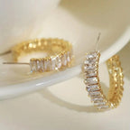 Elegant C Shape Earrings With Zircon And Gold Plated Finish - TIRAAYA