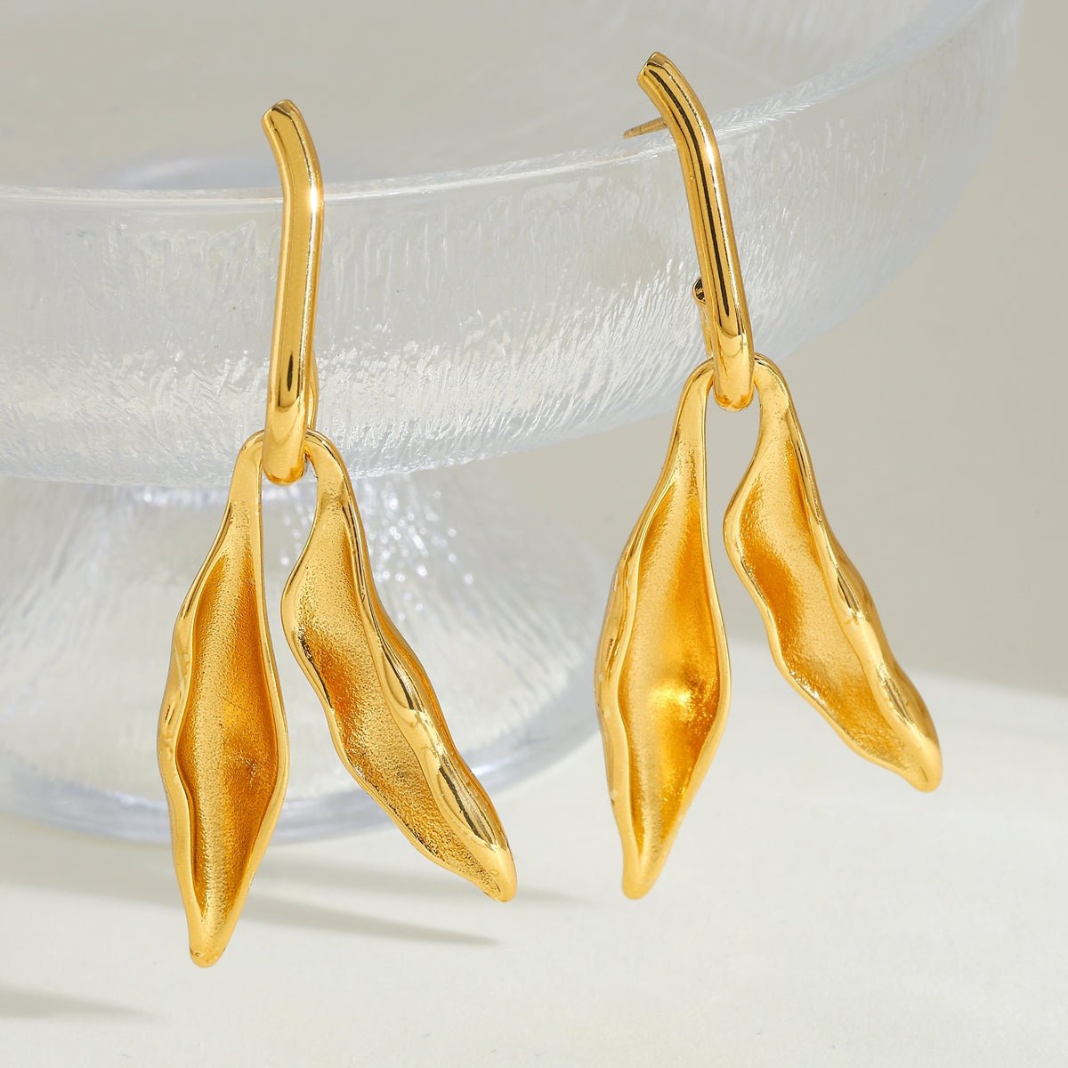Elegant Wings In Gold Plated Stainless Steel Stud Earrings - TIRAAYA