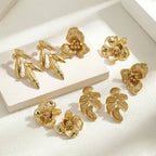 Elegant Leaf Gold Plated Stainless Steel Stud Earrings - TIRAAYA