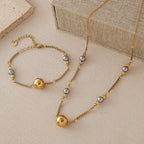 Elegant Beaded Bracelet With 18K Gold Plated Stainless Steel Chain - TIRAAYA