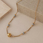 Elegant Beaded Necklace With 18K Gold Plated Stainless Steel Chain - TIRAAYA