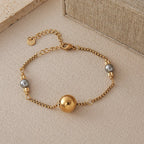 Elegant Beaded Bracelet With 18K Gold Plated Stainless Steel Chain - TIRAAYA