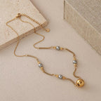 Elegant Beaded Necklace With 18K Gold Plated Stainless Steel Chain - TIRAAYA