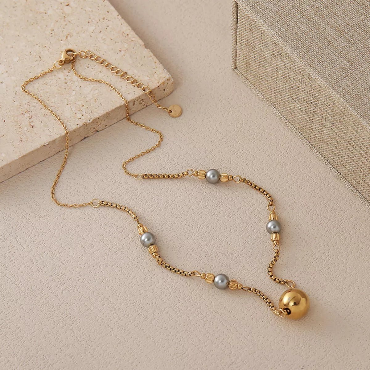 Elegant Beaded Necklace With 18K Gold Plated Stainless Steel Chain - TIRAAYA