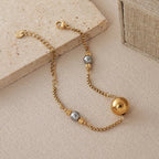Elegant Beaded Necklace With 18K Gold Plated Stainless Steel Chain - TIRAAYA