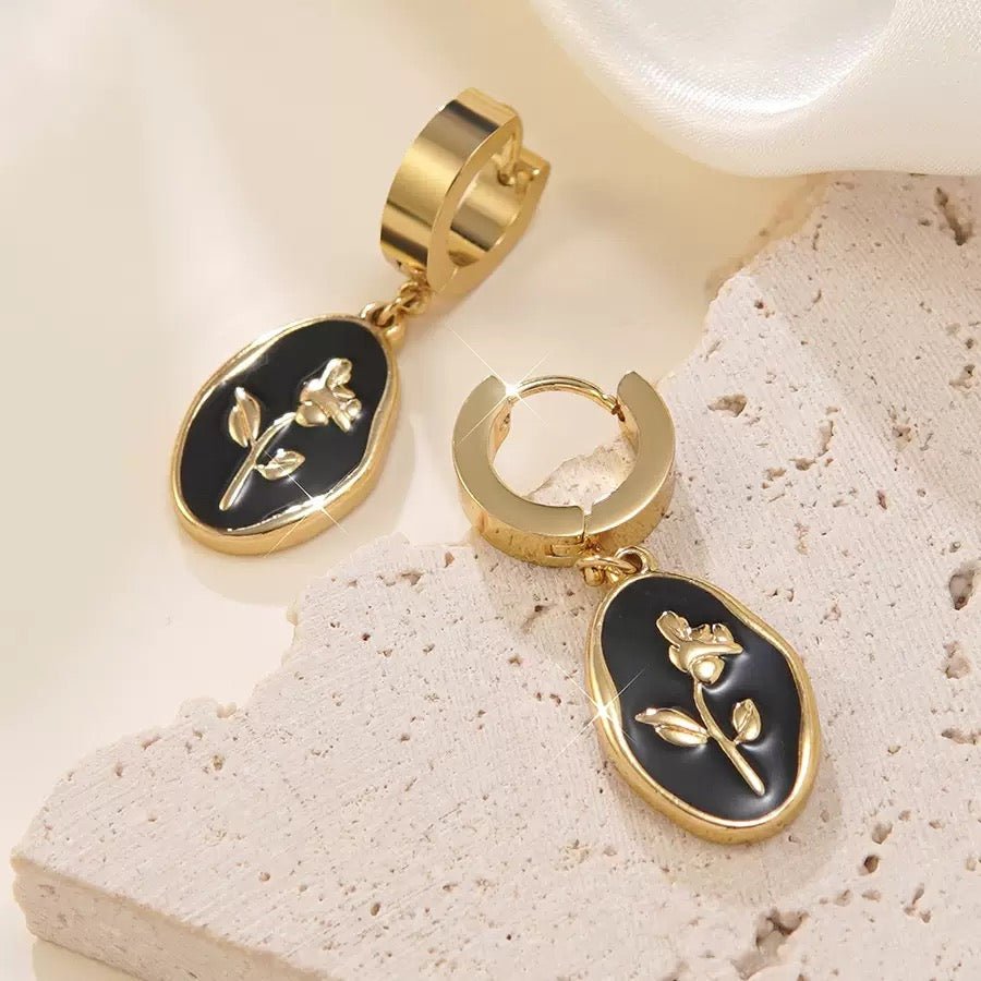 Elegant Two Tone Round Gold Plated Stainless Steel Stud Earrings - TIRAAYA