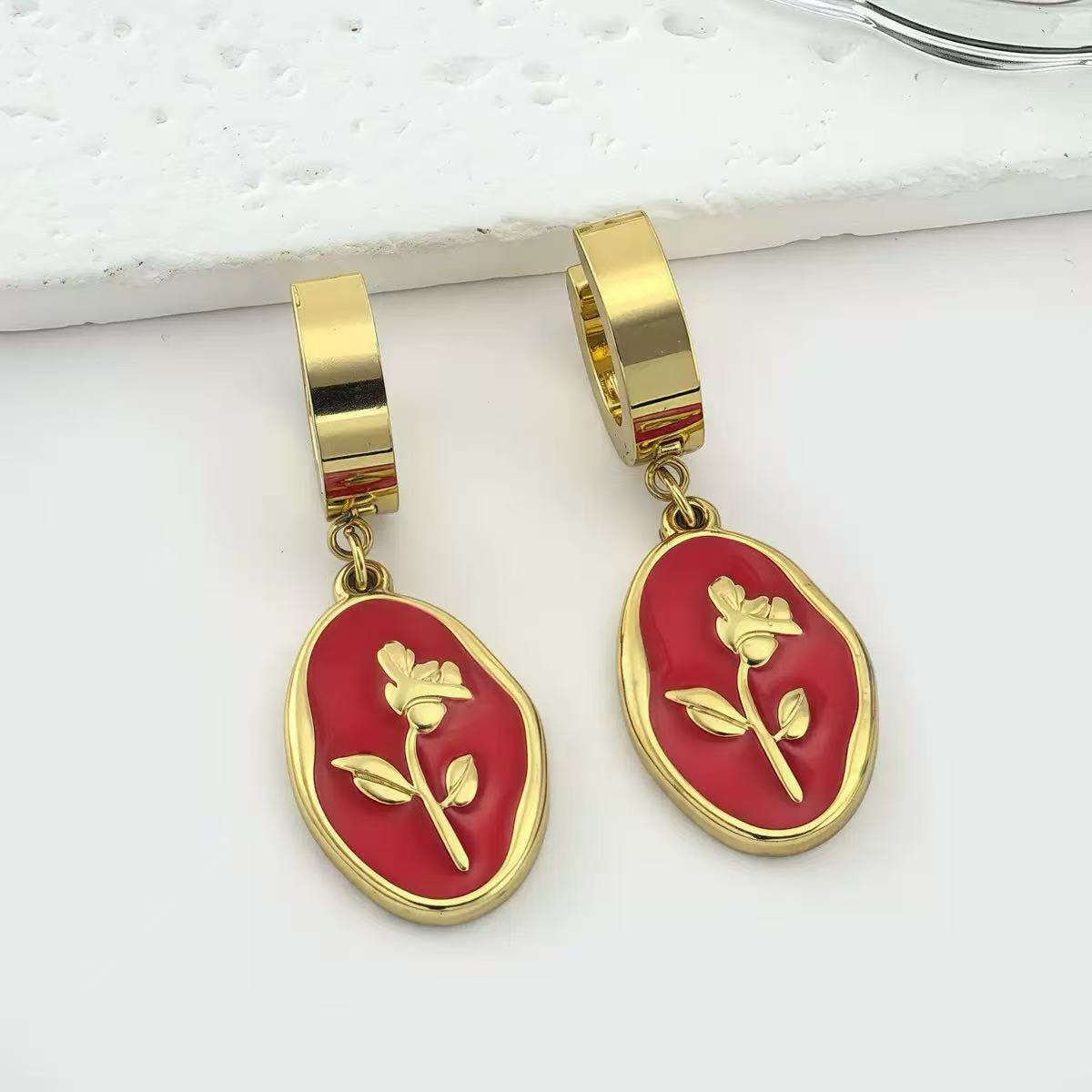 Elegant Two Tone Round Gold Plated Stainless Steel Stud Earrings - TIRAAYA