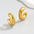 Elegant Solid Color Zircon Gold Plated Stainless Steel Earrings - TIRAAYA