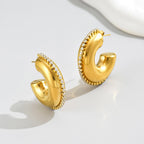 Elegant Solid Color Zircon Gold Plated Stainless Steel Earrings - TIRAAYA