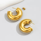 Elegant Solid Color Zircon Gold Plated Stainless Steel Earrings - TIRAAYA