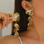 Elegant Flower Earrings With Zircon And Gold Plated Finish - TIRAAYA