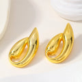 Elegant Geometric Stud Earrings In Stainless Steel With Gold Plated Finish - TIRAAYA