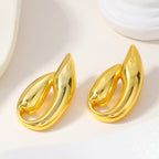 Elegant Geometric Stud Earrings In Stainless Steel With Gold Plated Finish - TIRAAYA