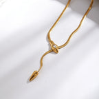 Elegant Snake Pendant Necklace With Zircon And Gold Plated Finish - TIRAAYA