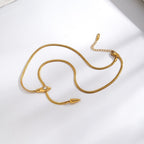Elegant Snake Pendant Necklace With Zircon And Gold Plated Finish - TIRAAYA