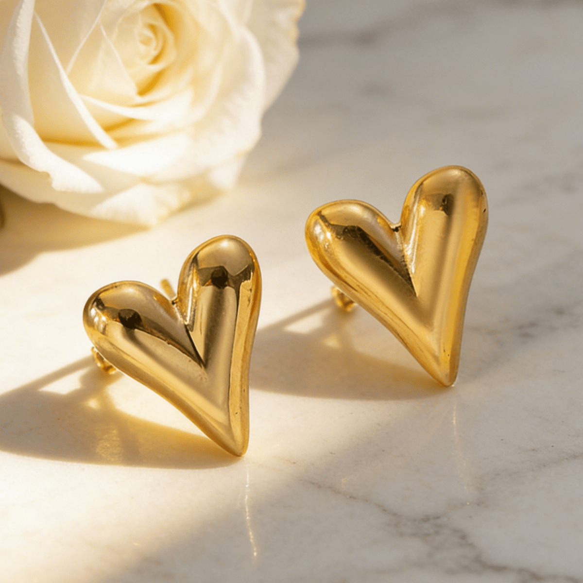 Elegant Heart Design Gold Plated Stainless Steel Jewelry Set - TIRAAYA