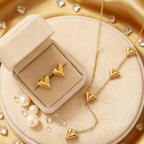 Elegant Heart Design Gold Plated Stainless Steel Jewelry Set - TIRAAYA
