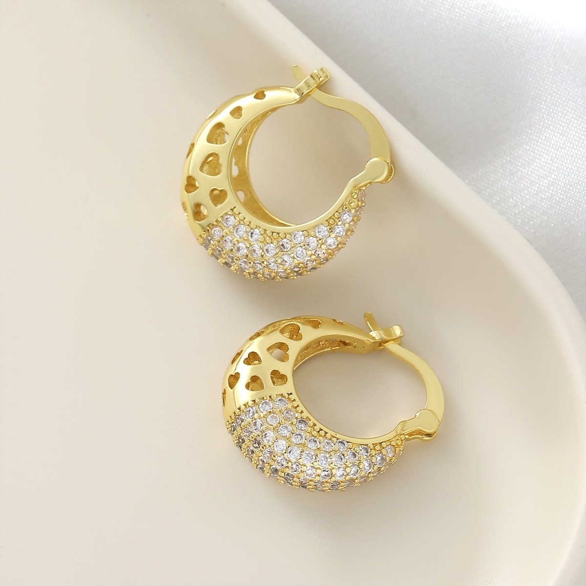 Elegant Geometric Zircon Gold Plated Copper Earrings - TIRAAYA
