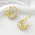 Elegant Geometric Zircon Gold Plated Copper Earrings - TIRAAYA