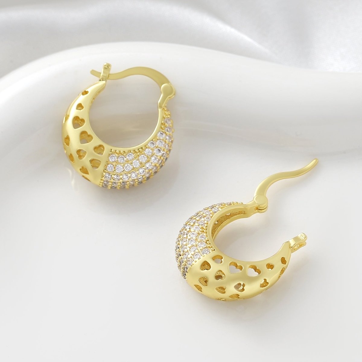 Elegant Geometric Zircon Gold Plated Copper Earrings - TIRAAYA