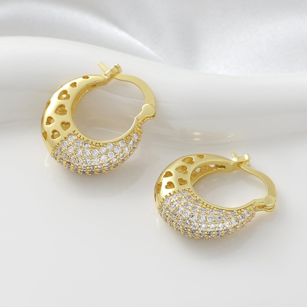 Elegant Geometric Zircon Gold Plated Copper Earrings - TIRAAYA