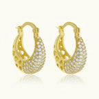 Elegant Geometric Zircon Gold Plated Copper Earrings - TIRAAYA