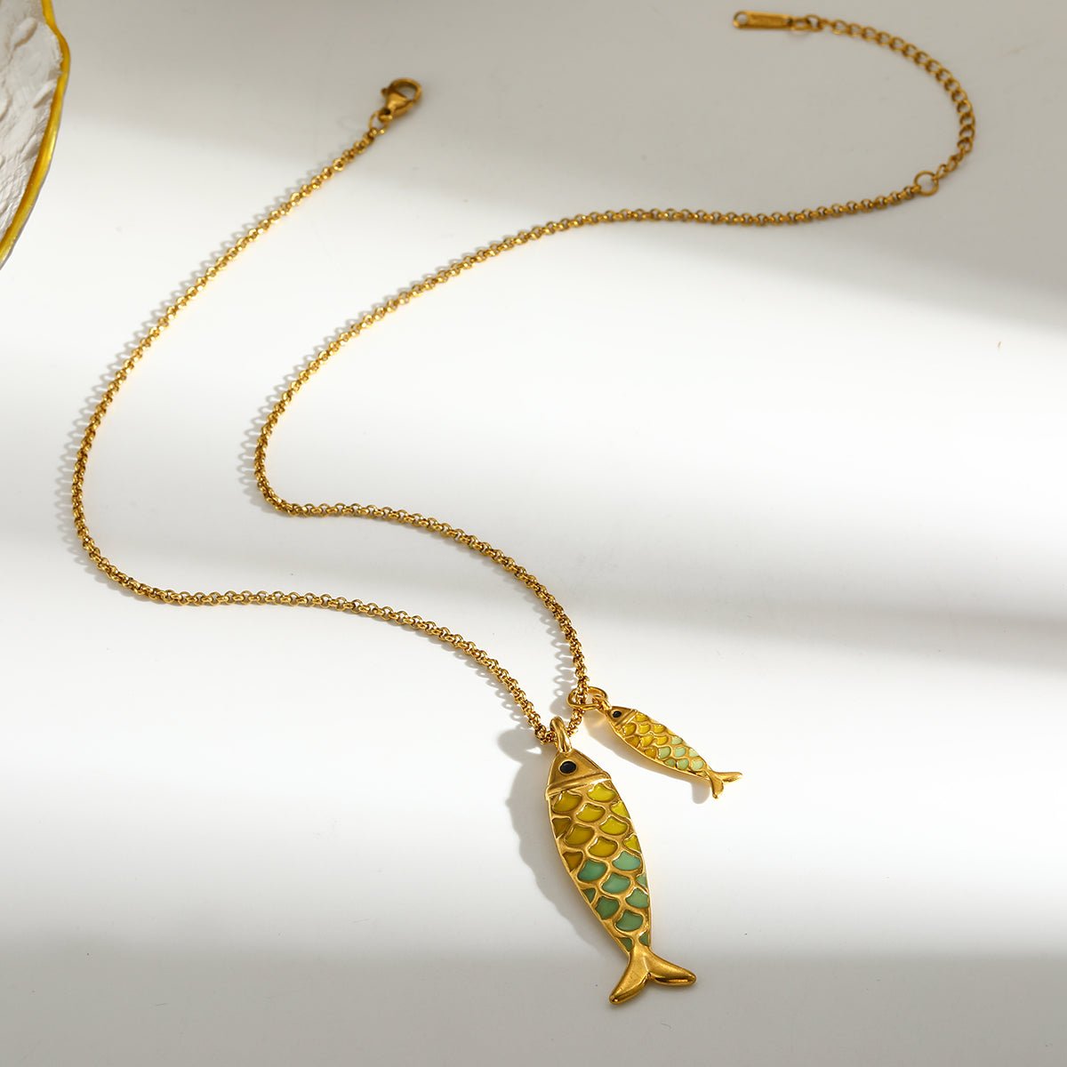 Elegant Fish Pendant Necklace With 18K Gold Plated Finish - TIRAAYA