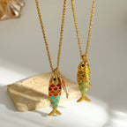 Elegant Fish Pendant Necklace With 18K Gold Plated Finish - TIRAAYA