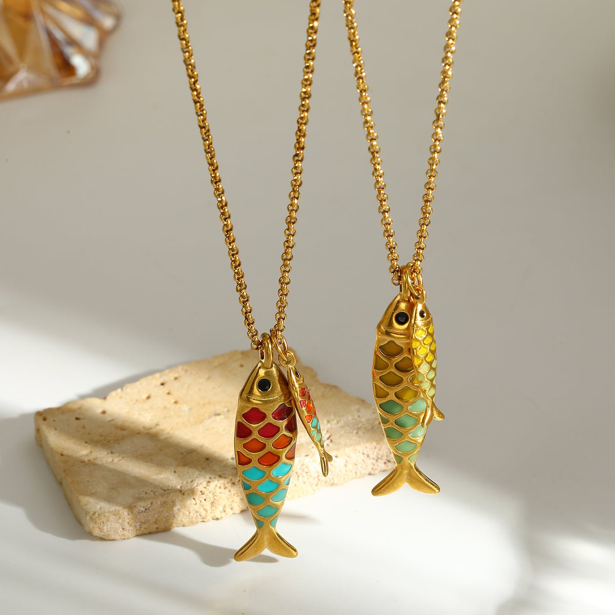 Elegant Fish Pendant Necklace With 18K Gold Plated Finish - TIRAAYA