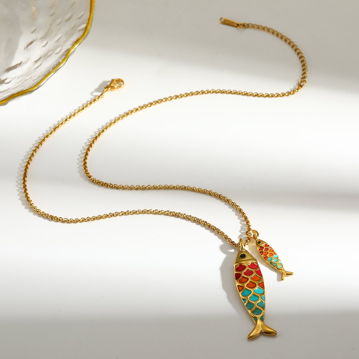Elegant Fish Pendant Necklace With 18K Gold Plated Finish - TIRAAYA
